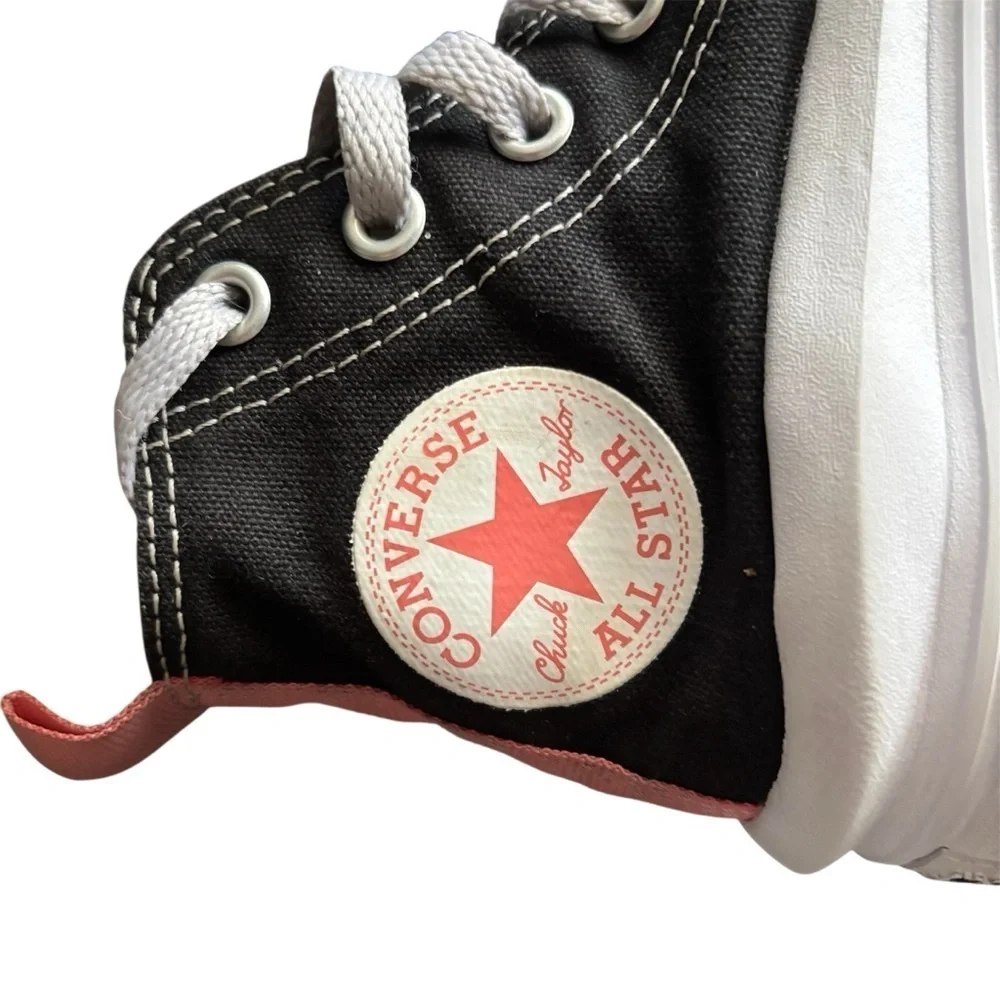Converse Girls Black and Coral platform High-Tops Sneakers Size 11